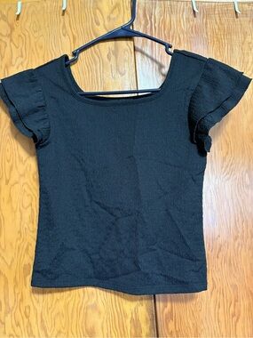 Iz Byer Black Textured Square Neck Crop Top